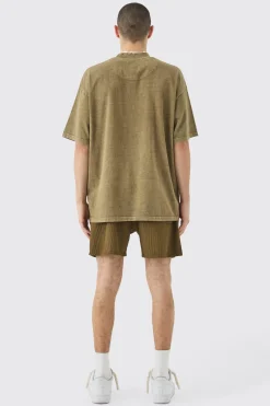 Elasticated Waist Pleated Drawcord Shorts | BoohooMAN UK