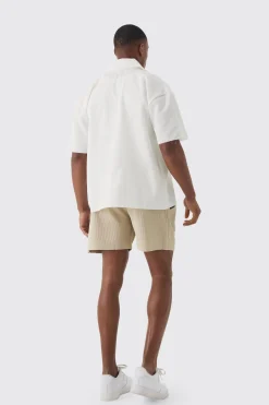 Elasticated Waist Pleated Drawcord Shorts | BoohooMAN UK