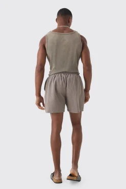 Elasticated Waist Pleated Drawcord Shorts | BoohooMAN UK