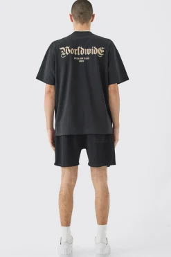 Elasticated Waist Pleated Drawcord Shorts | BoohooMAN UK
