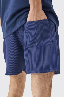 Elasticated Waist Pleated Drawcord Shorts | BoohooMAN UK