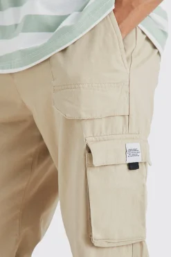 Elasticated Waist Relaxed Fit Buckle Cargo Trouser | BoohooMAN UK