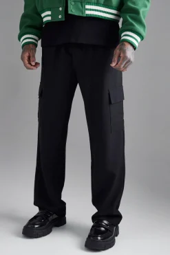 Elasticated Waist Relaxed Fit Cargo Trouser | BoohooMAN UK