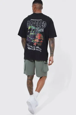 Elasticated Waist Relaxed Technical Stretch Cargo Short | BoohooMAN UK