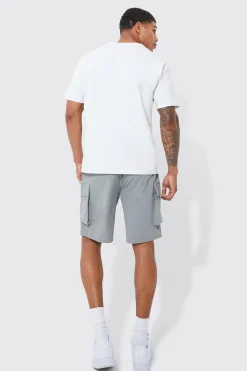 Elasticated Waist Relaxed Technical Stretch Cargo Short | BoohooMAN UK