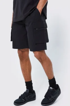 Elasticated Waist Relaxed Technical Stretch Cargo Short | BoohooMAN UK