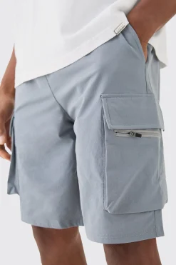Elasticated Waist Relaxed Technical Stretch Cargo Short | BoohooMAN UK
