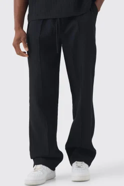 Elasticated Waist Relaxed Fit Pleated Trouser | BoohooMAN UK