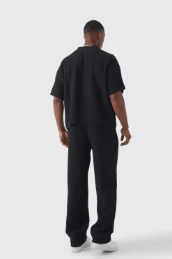 Elasticated Waist Relaxed Fit Pleated Trouser | BoohooMAN UK