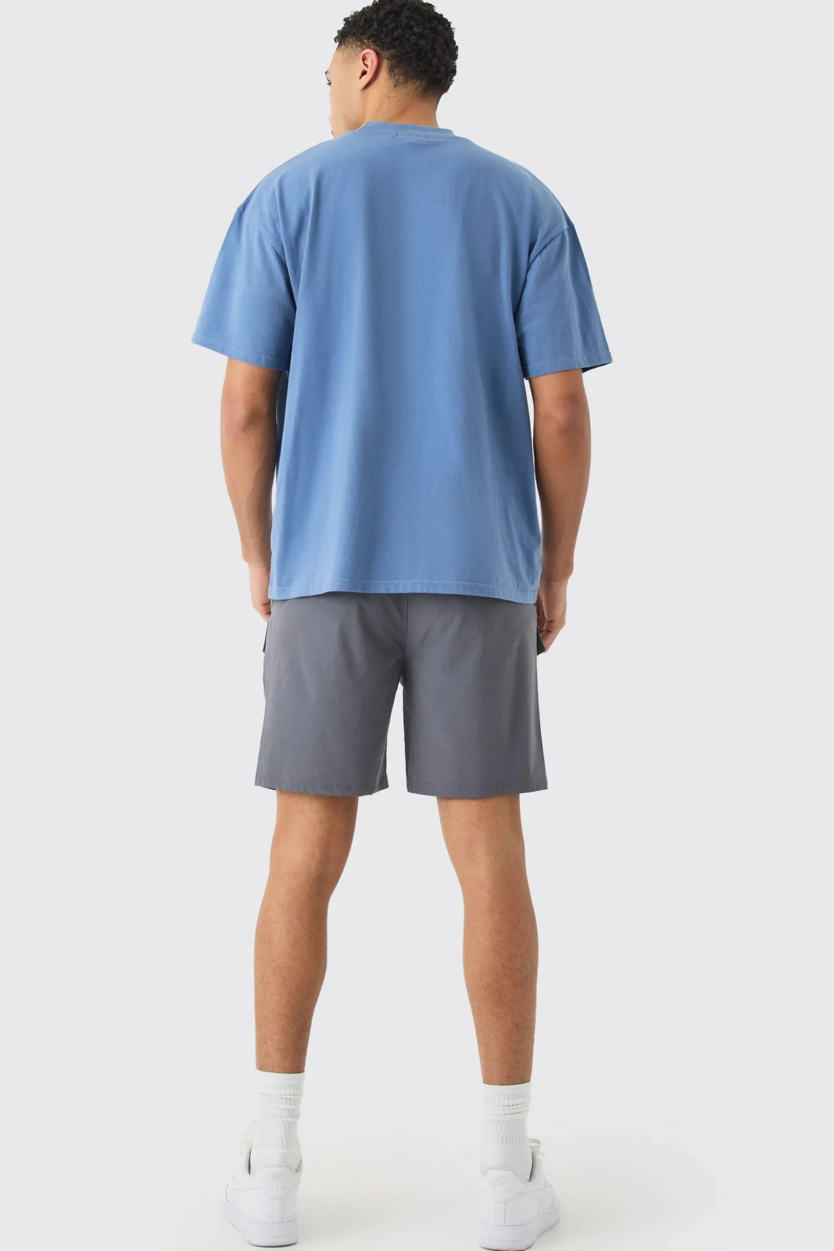 Elasticated Waist Relaxed Technical Stretch Cargo With Zip | BoohooMAN UK
