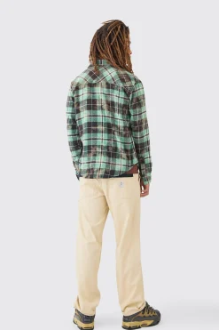 Elasticated Waist Relaxed Fit Belted Peached Twill Trouser | BoohooMAN UK
