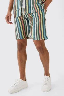 Elasticated Waist Relaxed Stripe Short | BoohooMAN UK