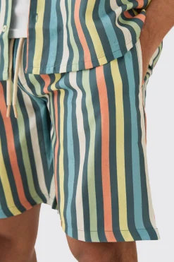 Elasticated Waist Relaxed Stripe Short | BoohooMAN UK