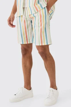 Elasticated Waist Relaxed Stripe Short | BoohooMAN UK