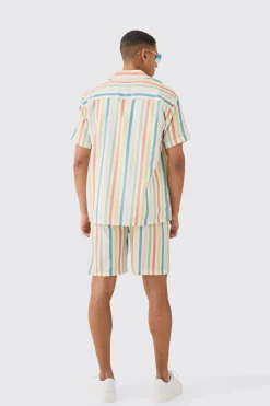 Elasticated Waist Relaxed Stripe Short | BoohooMAN UK