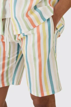 Elasticated Waist Relaxed Stripe Short | BoohooMAN UK