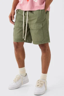 Elasticated Waist Relaxed Contrast Drawcord Shorts | BoohooMAN UK
