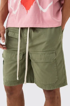 Elasticated Waist Relaxed Contrast Drawcord Shorts | BoohooMAN UK