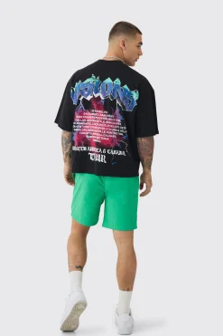 Elasticated Waist Relaxed Contrast Drawcord Shell Short Shorts | BoohooMAN UK