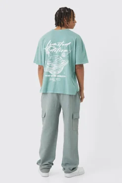 Elasticated Waist Relaxed Herringbone Textured Cargo Trousers | BoohooMAN UK