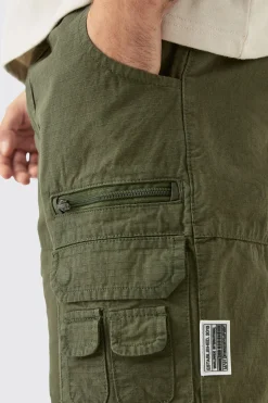 Elasticated Waist Ripstop Bungee Cargo Short | BoohooMAN UK