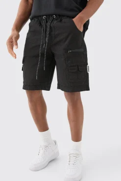 Elasticated Waist Ripstop Bungee Cargo Short | BoohooMAN UK