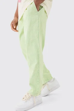 Elasticated Waist Skate Cord Trouser In Sage | BoohooMAN UK