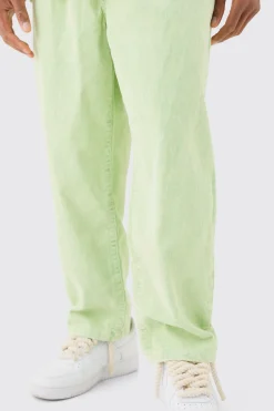 Elasticated Waist Skate Cord Trouser In Sage | BoohooMAN UK