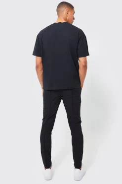 Elasticated Waist Skinny Stretch Golf Trousers | BoohooMAN UK
