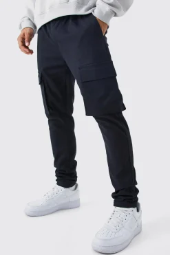 Elasticated Waist Skinny Fit Cargo Trouser | BoohooMAN UK