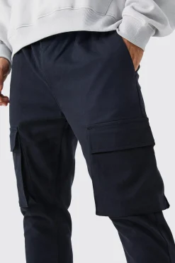 Elasticated Waist Skinny Fit Cargo Trouser | BoohooMAN UK