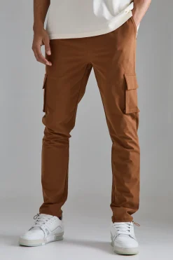 Elasticated Waist Skinny Stretch Cargo Trousers | BoohooMAN UK