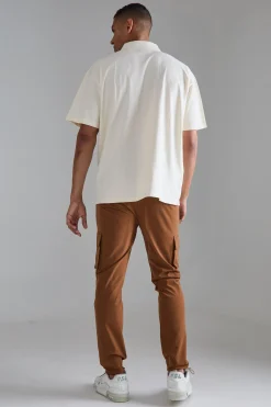 Elasticated Waist Skinny Stretch Cargo Trousers | BoohooMAN UK