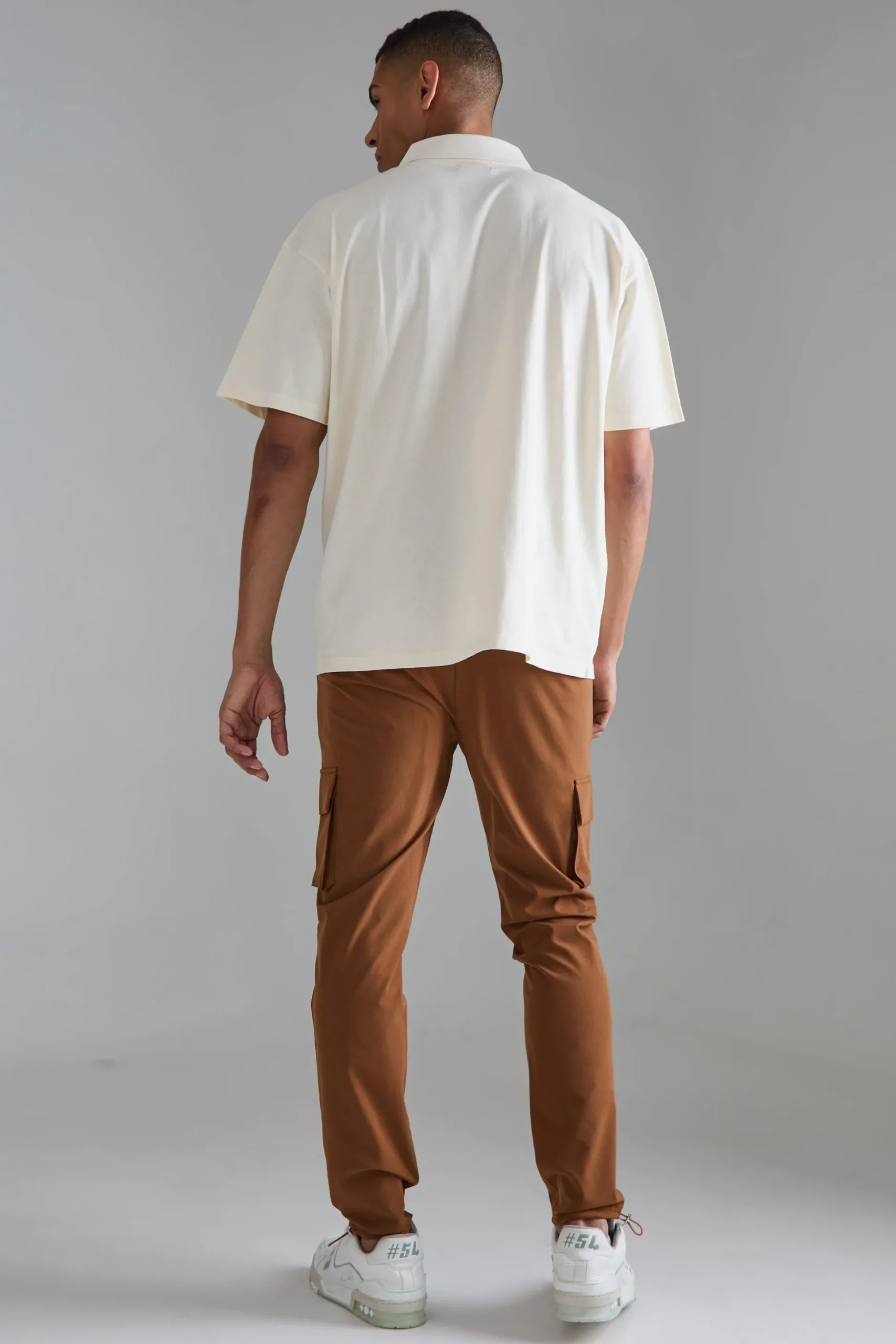 Elasticated Waist Skinny Stretch Cargo Trousers | BoohooMAN UK