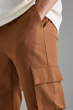Elasticated Waist Skinny Stretch Cargo Trousers | BoohooMAN UK