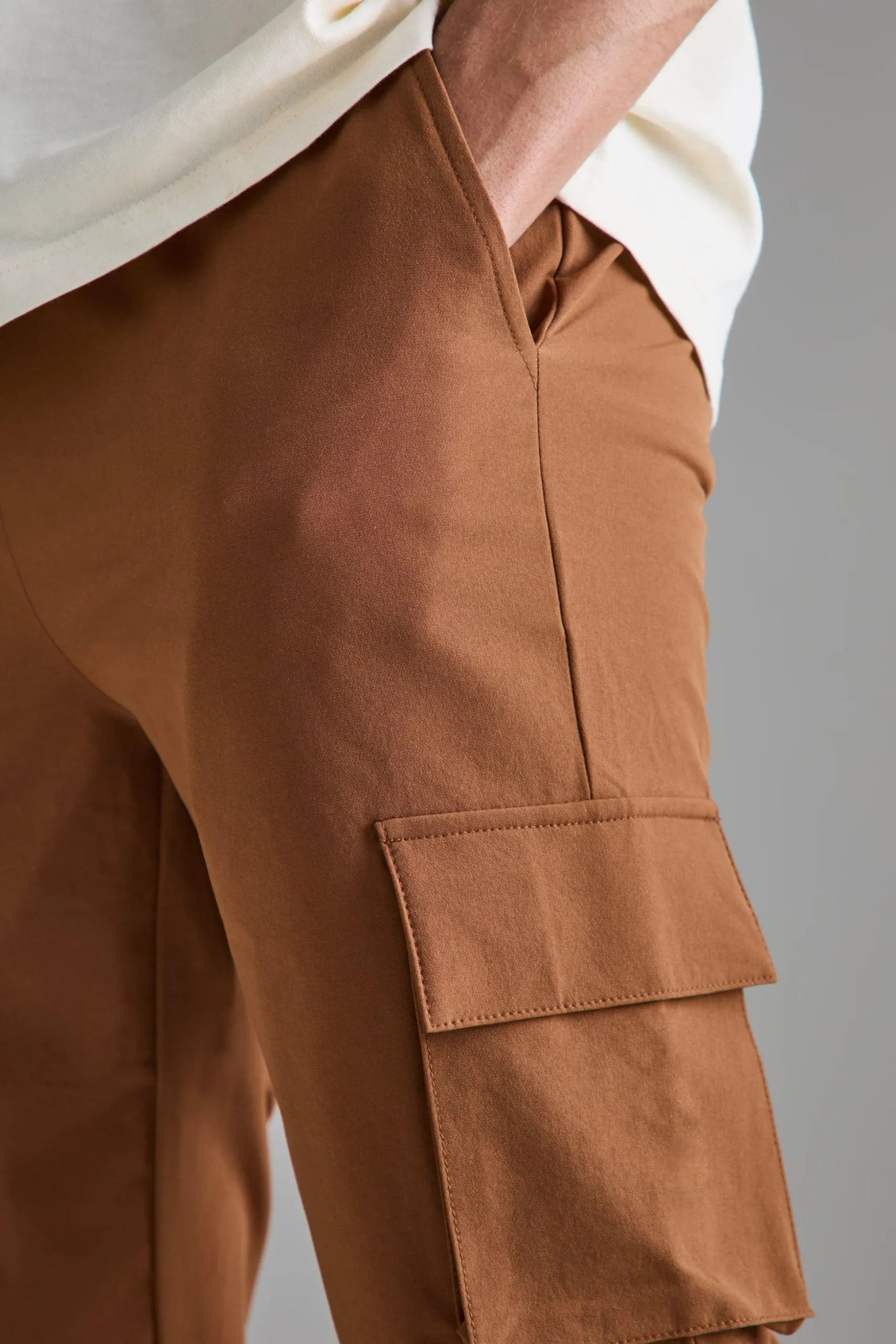 Elasticated Waist Skinny Stretch Cargo Trousers | BoohooMAN UK