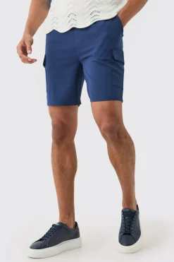 Elasticated Waist Skinny Fit Cargo Shorts | BoohooMAN UK