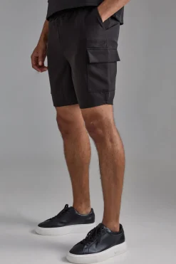 Elasticated Waist Skinny Fit Cargo Shorts | BoohooMAN UK