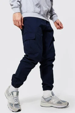Elasticated Waist Slim Fit Cargo Trouser | BoohooMAN UK