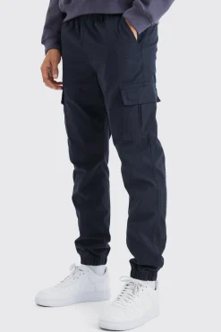 Elasticated Waist Slim Fit Cargo Trouser | BoohooMAN UK
