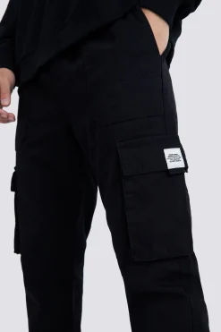 Elasticated Waist Slim Fit Buckle Cargo Trouser | BoohooMAN UK