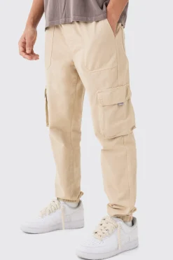 Elasticated Waist Slim Fit Branded Cargo Jogger | BoohooMAN UK
