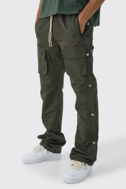 Elasticated Waist Slim Flare Stacked Cargo Trousers | BoohooMAN UK
