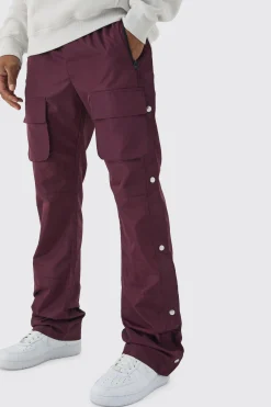 Elasticated Waist Slim Flare Stacked Cargo Trousers | BoohooMAN UK