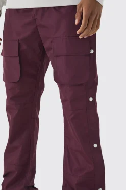 Elasticated Waist Slim Flare Stacked Cargo Trousers | BoohooMAN UK