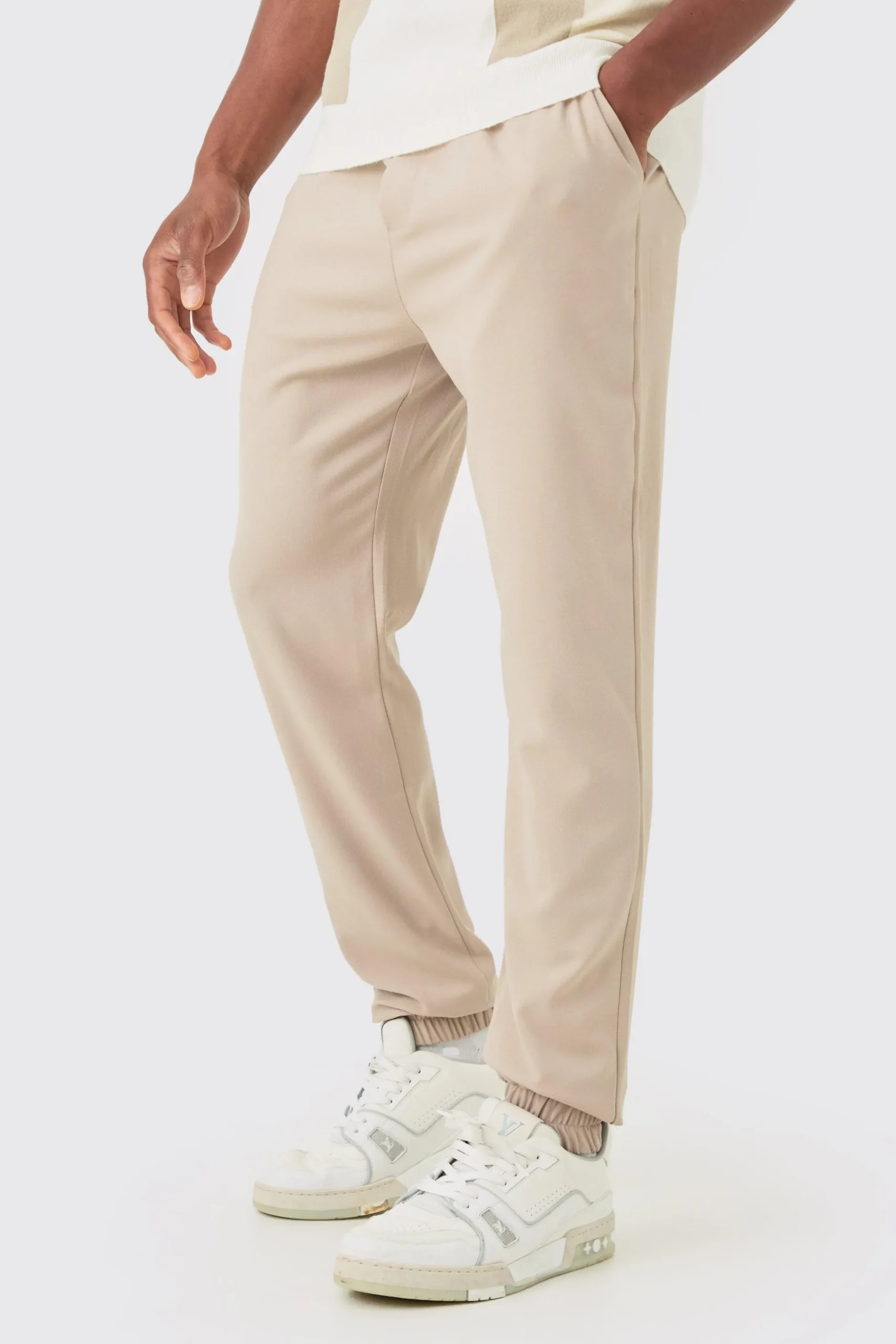 Elasticated Waist Slim Smart Jogger | BoohooMAN UK