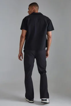 Elasticated Waist Split Hem Smart Trousers | BoohooMAN UK