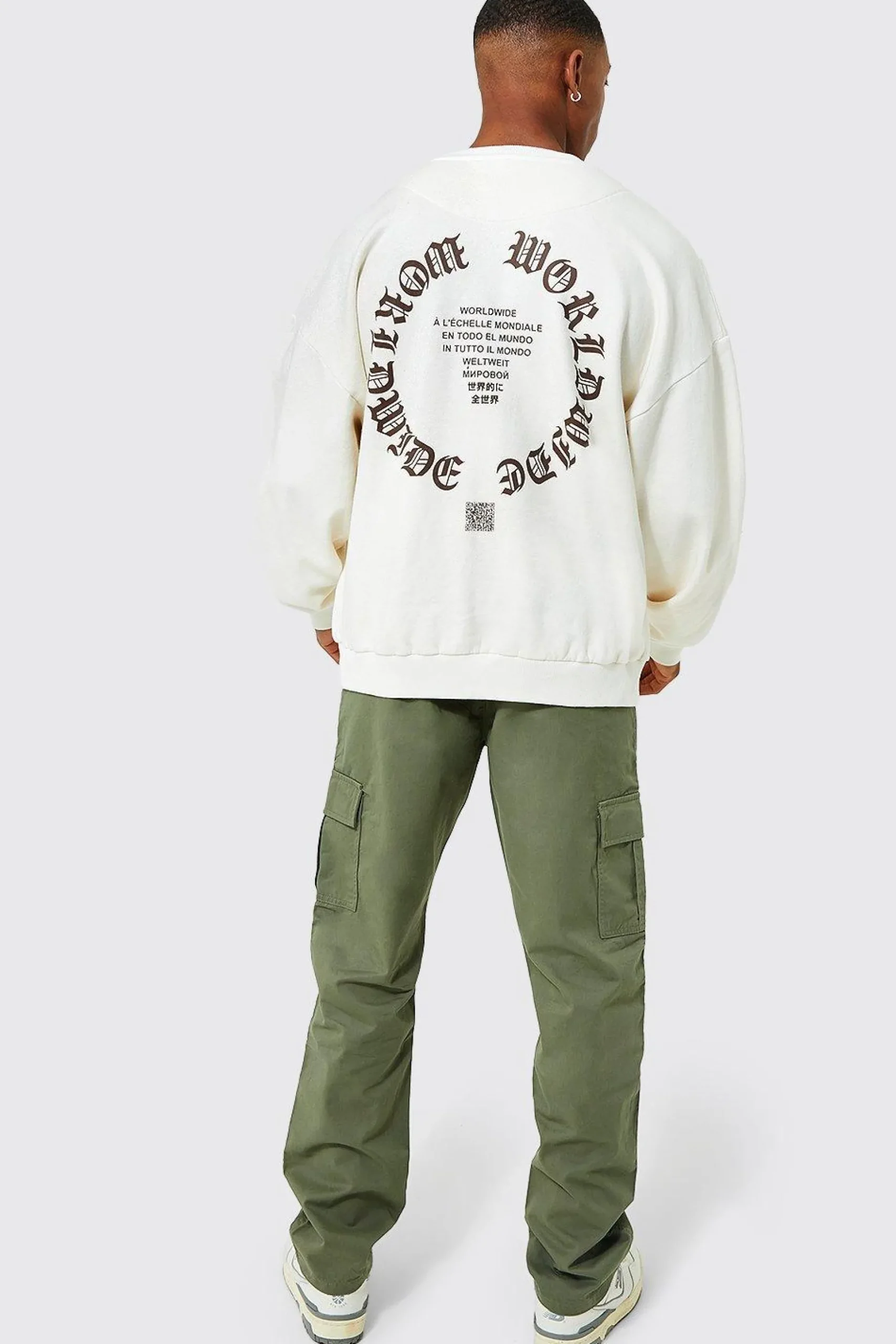 Elasticated Waist Straight Leg Twill Cargo Trouser | BoohooMAN UK