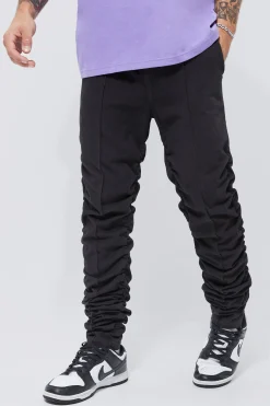 Elasticated Waist Straight Fit Ruched Trouser | BoohooMAN UK