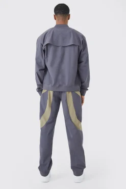 Elasticated Waist Straight Technical Stretch Panel Trouser | BoohooMAN UK